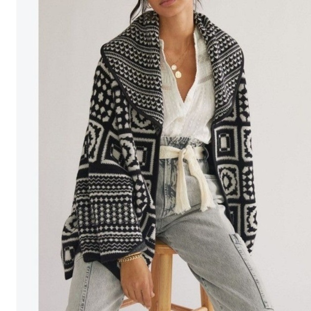 Maeve Anthropologie Square Patchwork Kimono Cardigan OS Boho Granny Square Cozy